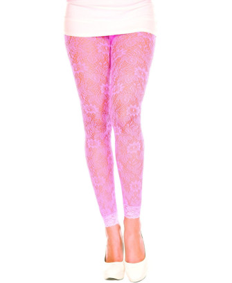 Legging fin dentelle rose 